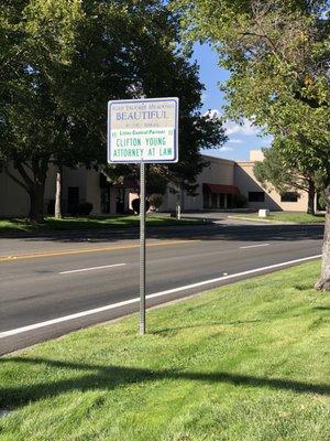 "Adopt-A-Highway" sign for this business. Sign is on the northeast corner of Longley Ln. and Mira Loma Blvd.