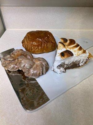 Chocolate Croissant, Vanilla Cruller, S'mores Pie