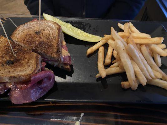 My husband's Rueben and fries