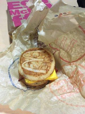 Bacon egg and cheese on a McGriddle.