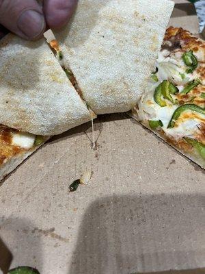 Very under cooked pizza