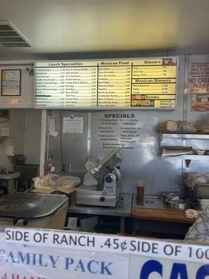 Menu as of August 2023. Ranch extra. Cash only!