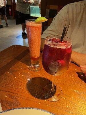 Red Sangria and a Strawberry Daiquiri.