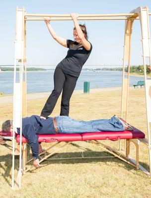 Ashiatsu Barefoot Massage on location at Tom Lee Park Memphis