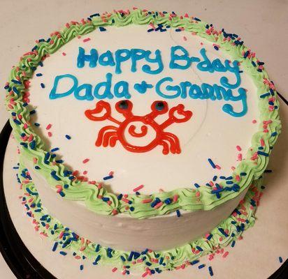 They make froyo cakes too!! Delicious!! Had this one made to be from my daughter to her father and grandma. It was perfect!