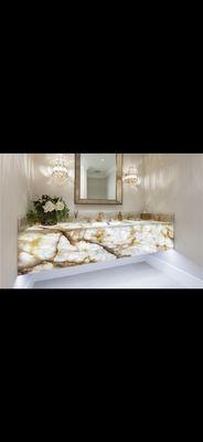 Onyx stone with slab-lite back lit lighting