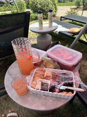 Our cute little table set up and drinks