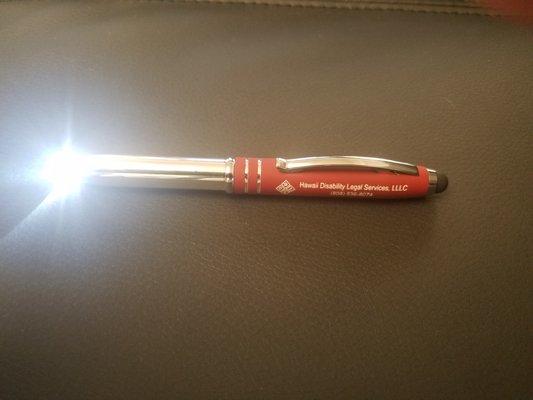 The flashlight pens.