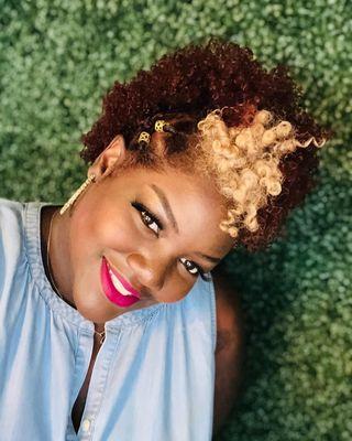 Creative Color and rod set on natural hair