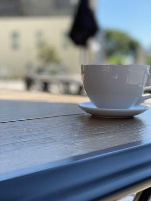 Morning coffee alfresco--four sidewalk tables available