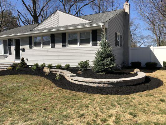 New landscaping design and retaining wall