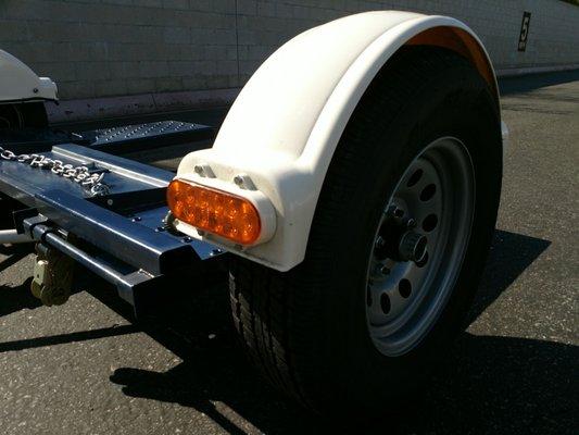 Bright LED lights make it safe and legal. The fenders are high quality polyurethane and won't ever rust.