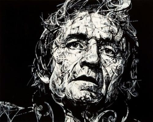 "Johnny Cash" 48" x 60" Acrylic on Canvas, Aaron Reichert