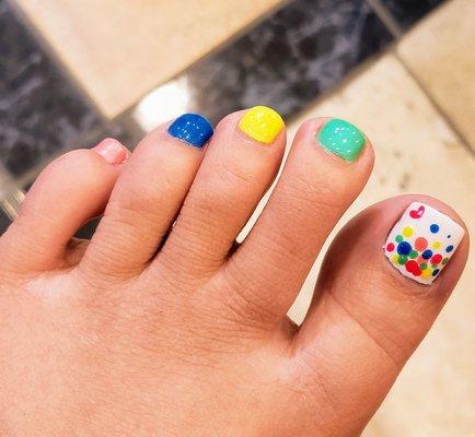 Rainbow toes.