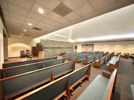 Interior view of funeral service area.