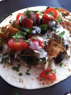 Fish Tacos with Confetti Slaw & Tomato Black Bean Salsa with Lime Mustard Sauce