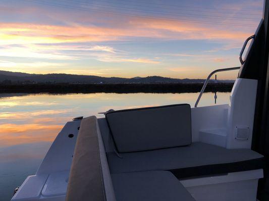 Sunset outside the channel markers.