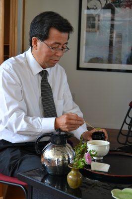 One of our staff doing Japanese tea ceremony