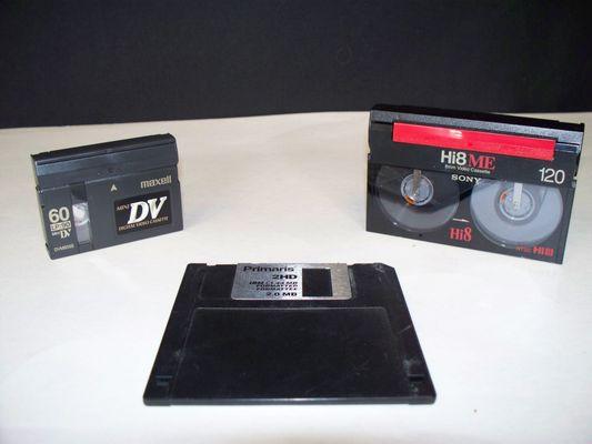 Camcorder tapes and data diskettes