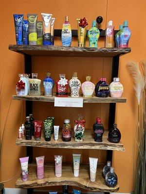 We have a Great selection of tanning lotions for any and all of your needs.