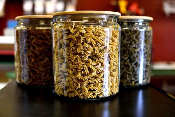 Whole wheat, healthy pasta varieties made by Texas company, Gourmet Texas Pasta.