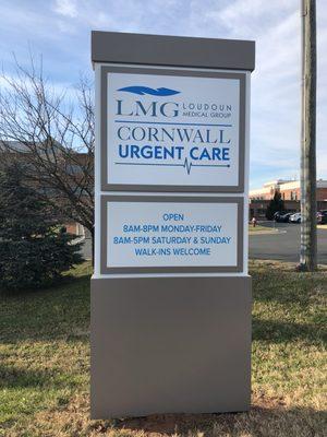 Cornwall Urgent Care Sign