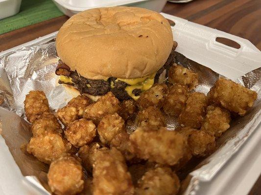 10/01/2022 -  $11.50 Bacon Double Cheeseburger & tater Tots $3.50