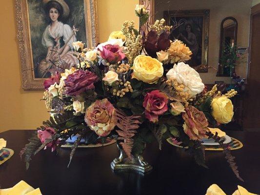 This beautiful arrangement from Marylu's Flowers in McAllen made my dining room look absolutely beautiful!!