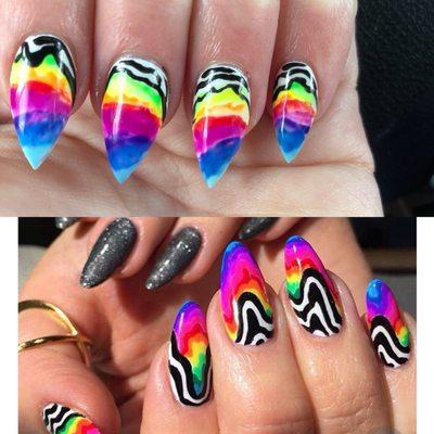 My nails are the top picture and the bottom pic was my dream.