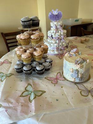 Beautiful cake and cupcakes for my daughter's baby shower.