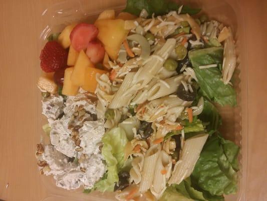 Take out of the Super Salad with chicken, pasta, and fruit choices. The bean salad is another fave.