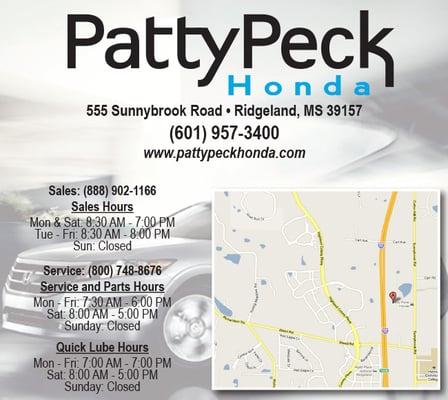 Patty Peck Honda Hours and Location