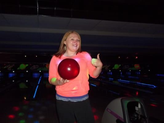 My Daughter Midnight bowling at Pin Station