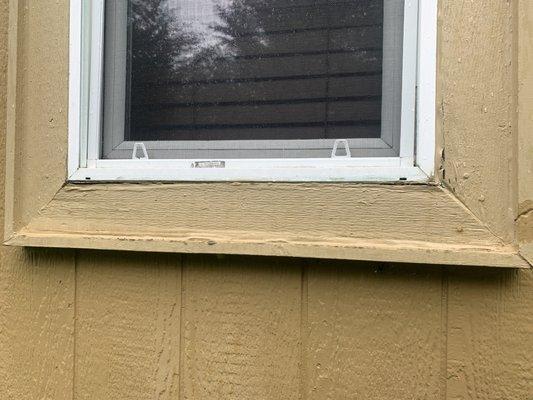 Do you see it?  Dry rot hidden by caulk.