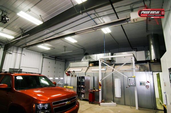 Shot of our state of the art paint booth.