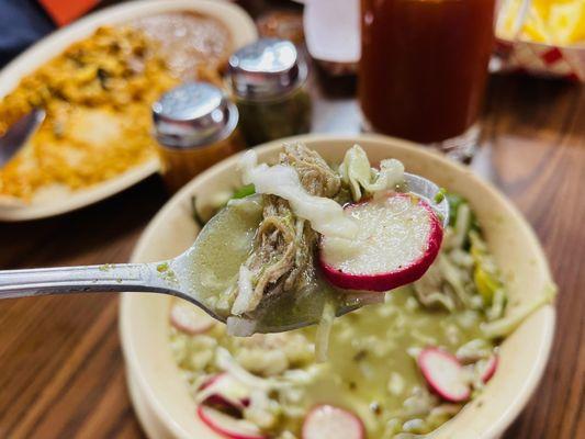 Pozole Verde (with all the aftermarket add ons)