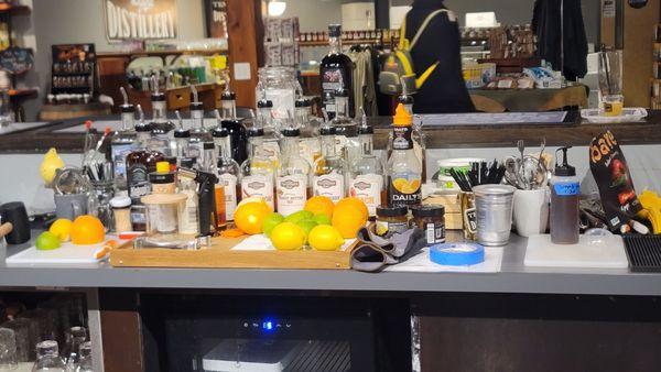 Bar area with fresh fruit