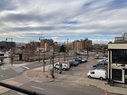 View from the roof looking over Speer Boulevard