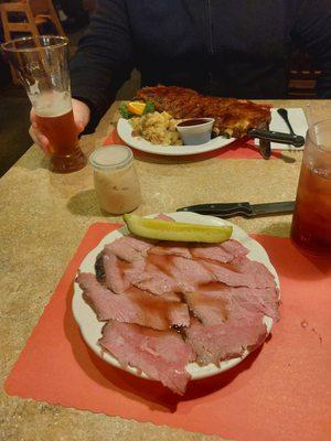 Mind blowing ribs and roast beef plate with au jus yummy!