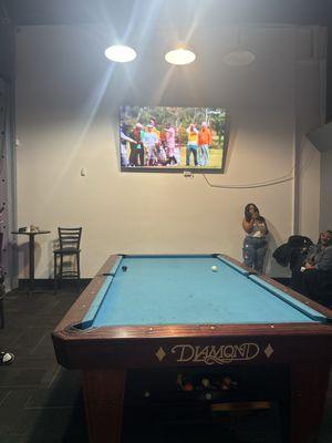 Pool table & tv