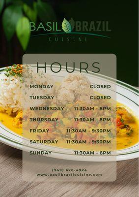 Our correct hours. Please call on holiday's to make sure we are open as Apple and Google maps not always show the correct hours.