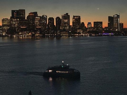 Ferry boats cross the harbor to downtown.Water taxis on call