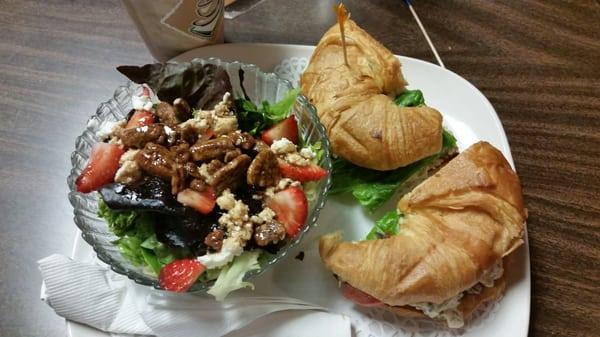 Chicken salad and an amazing sside strawberry salad.