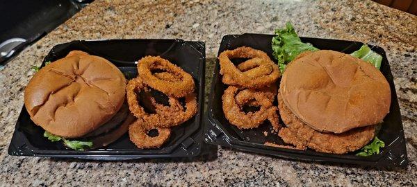 Ordered two chicken sandwiches and split an order of onion rings