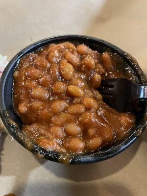 Mouth watering baked beans w/brisket.