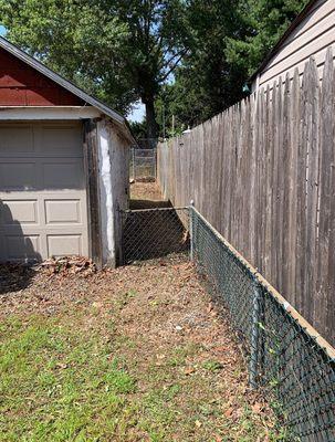 Front and side view of garage/shed after