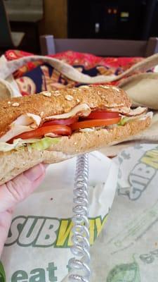 Turkey sub with extra tomato and cucumber