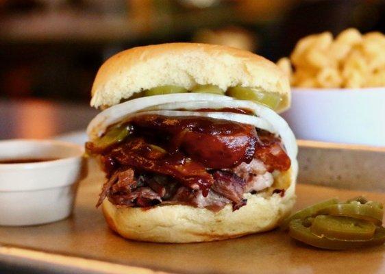 Famous Brisket Hotlink Sandwich