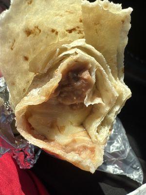 Bean and Cheese Burrito close up