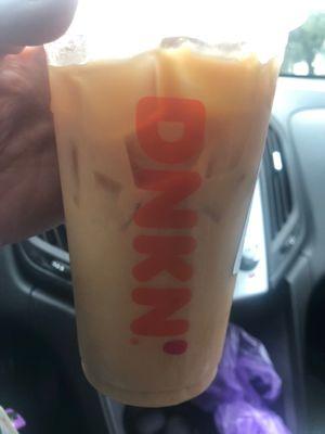 Ice coffee with oatmilk and butter pecan